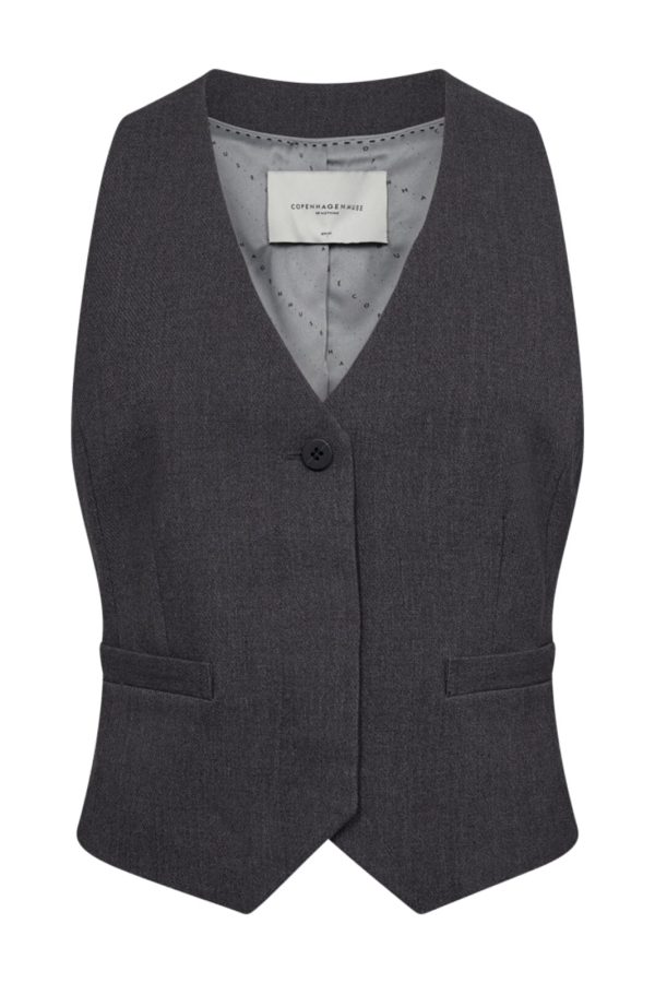 Copenhagen Muse - Cmtailor-Waistcoat 201671 - Med. Grey Melange Hot on Sale