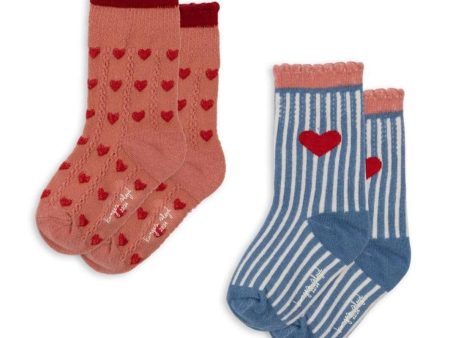 Konges Sløjd - 2 Pack Jaquard Socks - Heart Mix Discount