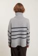 Basic Apparel - Lise Striped T-neck - 718 Light Grey Mel.   Sky Captain For Discount