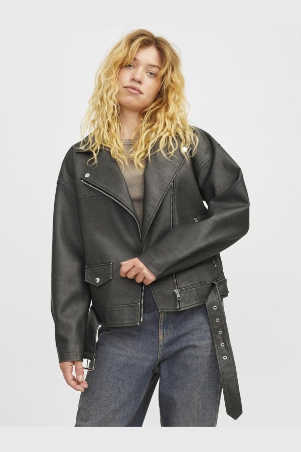 Jjxx - Jxfrida Washed Biker Jkt Ln - 4562168 Black Rub Off Supply