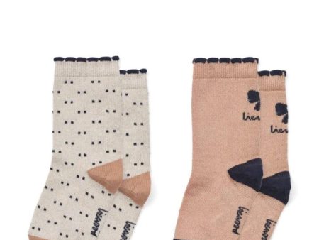 Liewood - Azenore Socks 2-pack - Bow Tuscany rose   Double dots mix on Sale