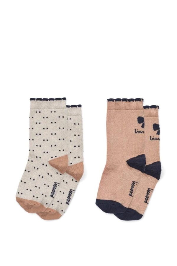 Liewood - Azenore Socks 2-pack - Bow Tuscany rose   Double dots mix on Sale