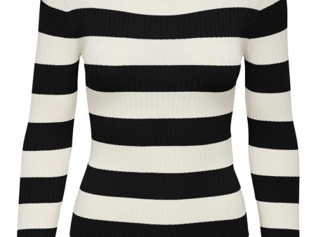 JDY - JDYplum L S O-Neck Pullover Knt - 4149549 Black W Eggnog Stripes For Sale