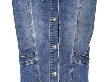 Pieces - Pcfemma Loose Denim Vest Fsy - 4745770 Medium Blue Denim Cheap