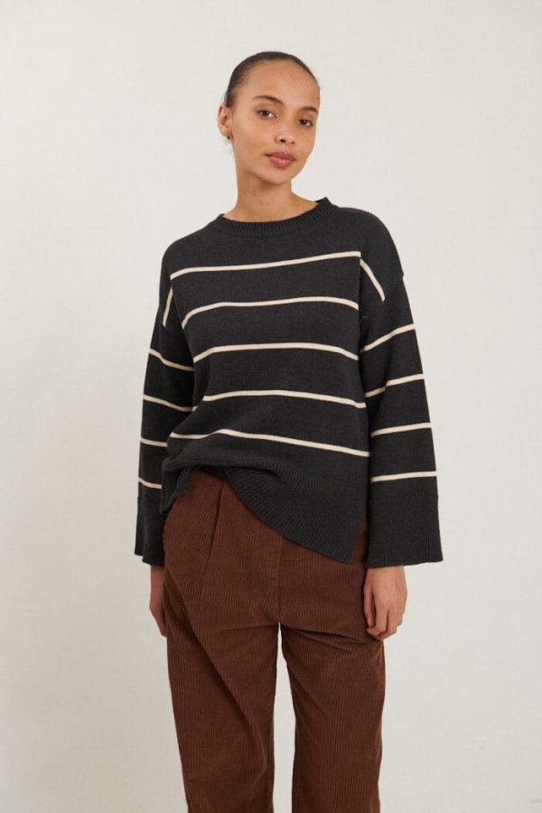 Basic Apparel - Winie O-neck Stripe - 722 Chocolate   Birch Fashion