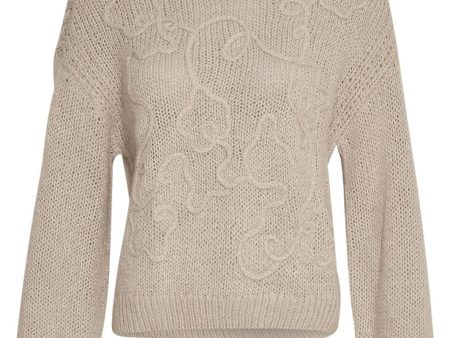 Moss Copenhagen - Mschdiella Heidi Pullover Emb - Oatmeal Online Hot Sale