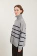 Basic Apparel - Lise Striped T-neck - 718 Light Grey Mel.   Sky Captain For Discount