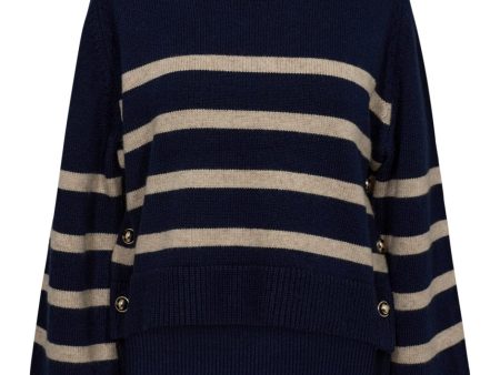 Co´couture - Majacc O-Button Stripe Knit 32148 - 120 Navy For Cheap