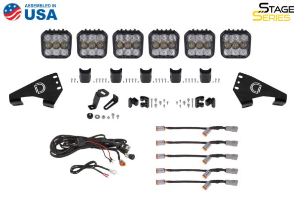 Diode Dynamics 20-Present Polaris RZR SS5 Pro CrossLink Roof - Yellow Combo Lightbar Kit Cheap