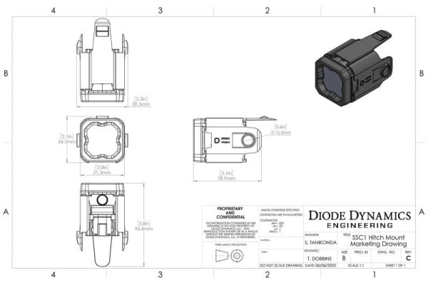 Diode Dynamics Hitch Mount LED Pod Reverse Kit for GMC Sierra 1500 2019-2023 C1R Fashion