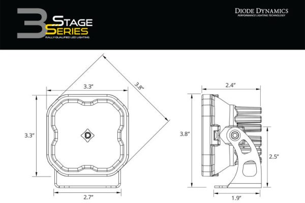 Diode Dynamics SS3 LED Bumper 1 1 2 In Roll Bar Kit Pro - Yellow Combo (Pair) Cheap